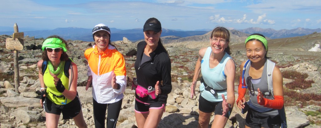 A main goal of Active at Altitude is helping people — especially women, according to founder Terry Chiplin — connect with their potential as runners through a number of programs. Here, women pose during a women’s-only trail running camp.