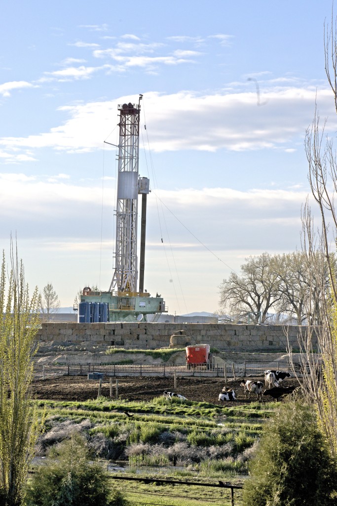 This drilling operation just east of I-25 near Mead, Colorado is located on top of a local farm.