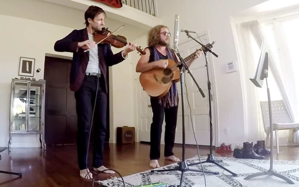 Andrew Bird and Jim James perform protest songs in a recent episode of "Live from the Great Room." 